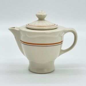 VTG Shenango China Restaurant Ware Individual Mini Teapot Orange Black Striped